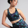 Women's Black Racer Back AOP High Support Running Bra