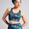 Women's Green Racer Back AOP High Support Running Bra