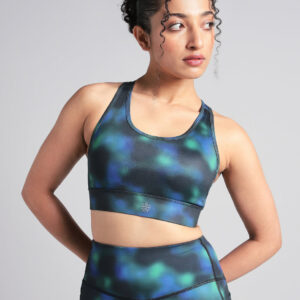 Women's Green Racer Back AOP High Support Running Bra